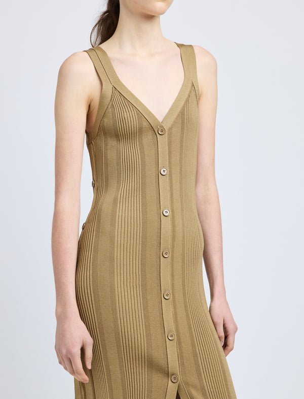 Proenza Schouler Proenza Schouler Ellis Dress In Column Rib - Bronze