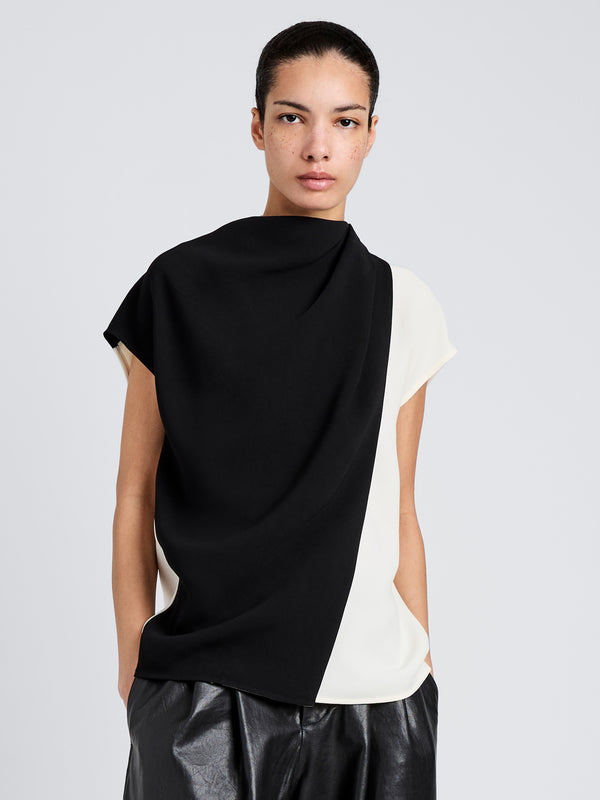proenza schouler Proenza Schouler Elsa Top in Matte Double Crepe - Black Multi