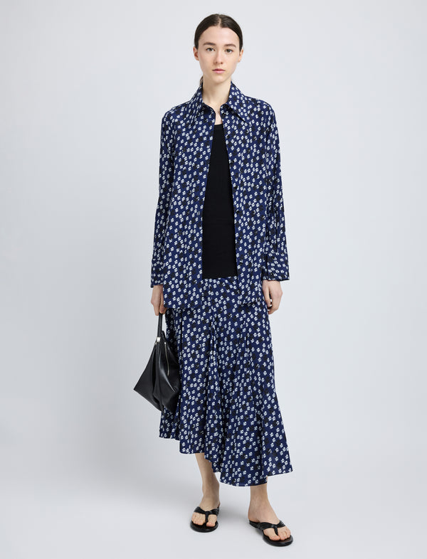 Proenza Schouler Proenza Schouler Emmeline Shirt In Printed Silk Viscose - Navy Multi
