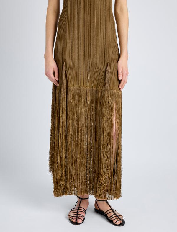 Proenza Schouler Proenza Schouler Everly Dress In Viscose Fringe Knit - Chestnut