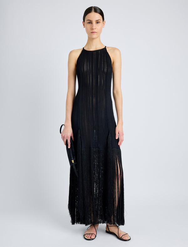proenza schouler Proenza Schouler Everly Dress in Viscose Fringe Knit - Black