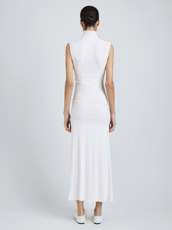 Proenza Schouler Proenza Schouler Federica Dress In Micro Pleat Knit - White