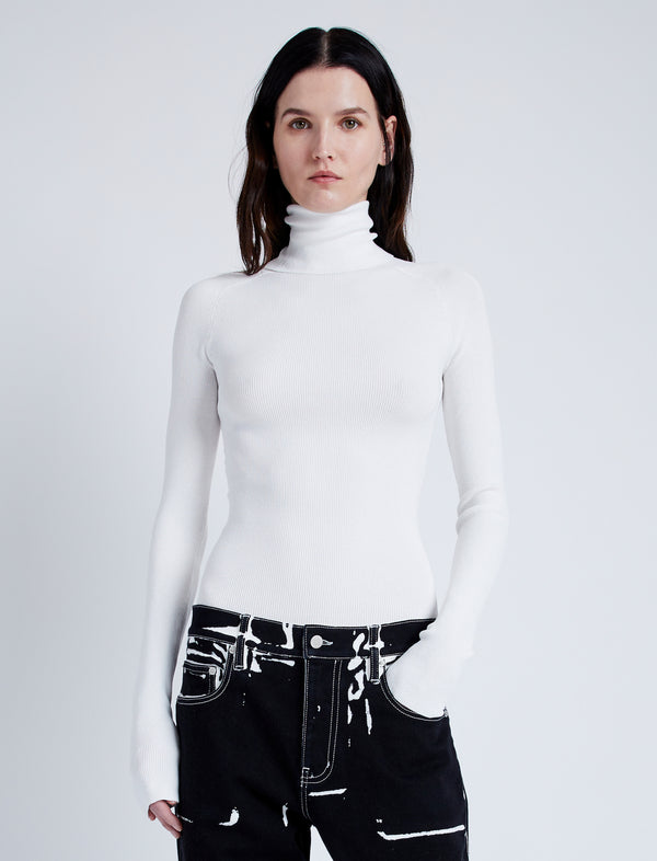 proenza schouler Proenza Schouler Fox Top In Matte Viscose Rib - White