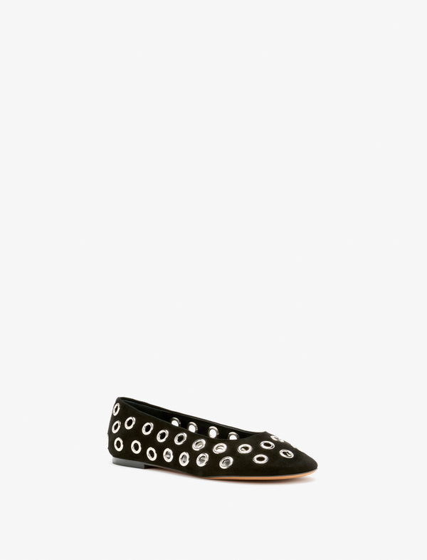 Proenza Schouler Proenza Schouler Glove Grommet Flats In Kid Suede - Black