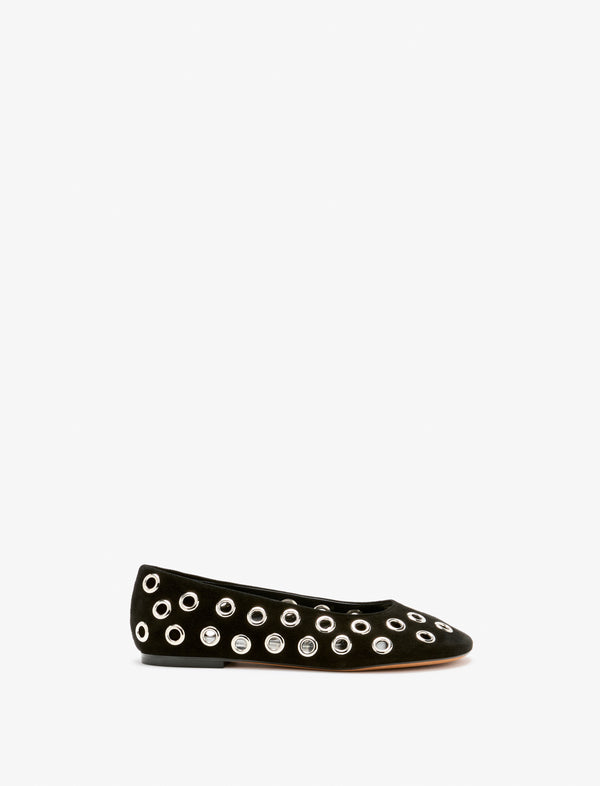 proenza schouler Proenza Schouler Glove Grommet Flats in Kid suede - Black