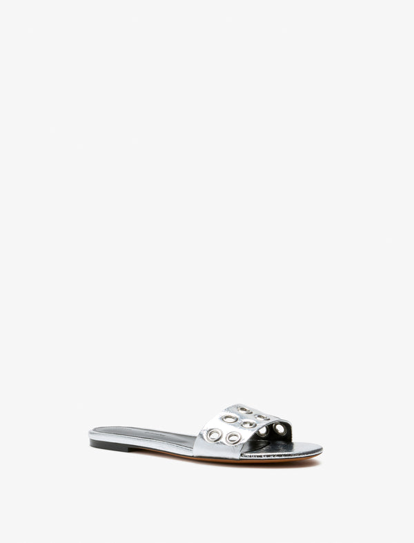 Proenza Schouler Proenza Schouler Grommet Slides In Crinkled Metallic - Silver