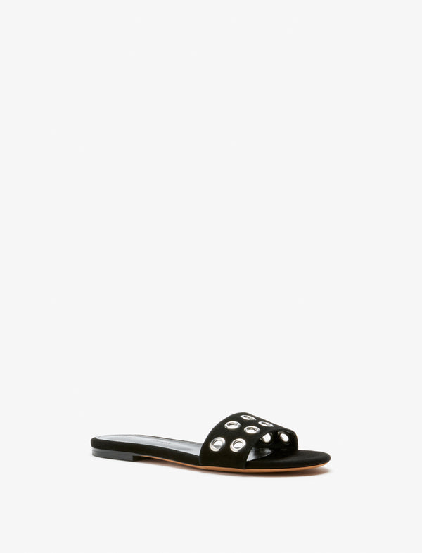 Proenza Schouler Proenza Schouler Grommet Slides In Kid Suede - Black