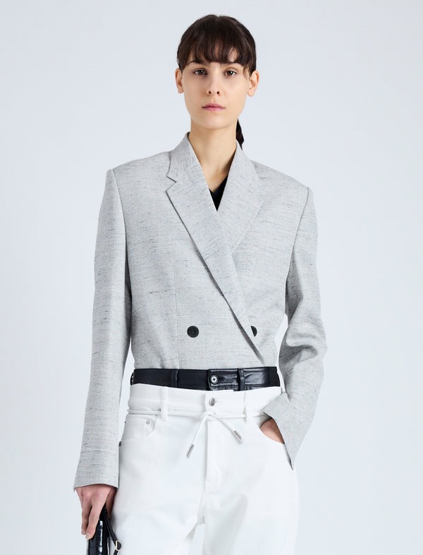 proenza schouler Proenza Schouler Hadley Jacket in Melange Viscose Linen - Grey Multi