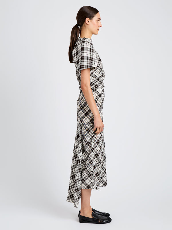Proenza Schouler Proenza Schouler Hallie Dress In Crinkled Plaid - Bark Multi