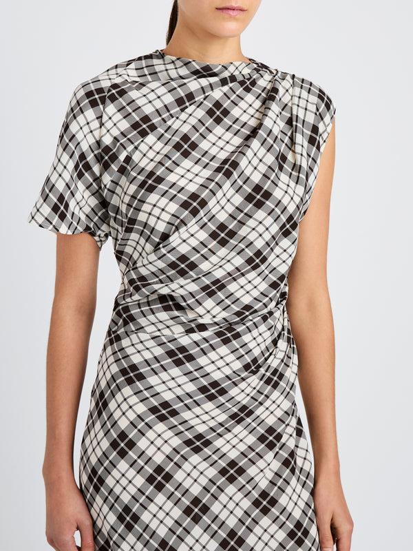 Proenza Schouler Proenza Schouler Hallie Dress In Crinkled Plaid - Bark Multi