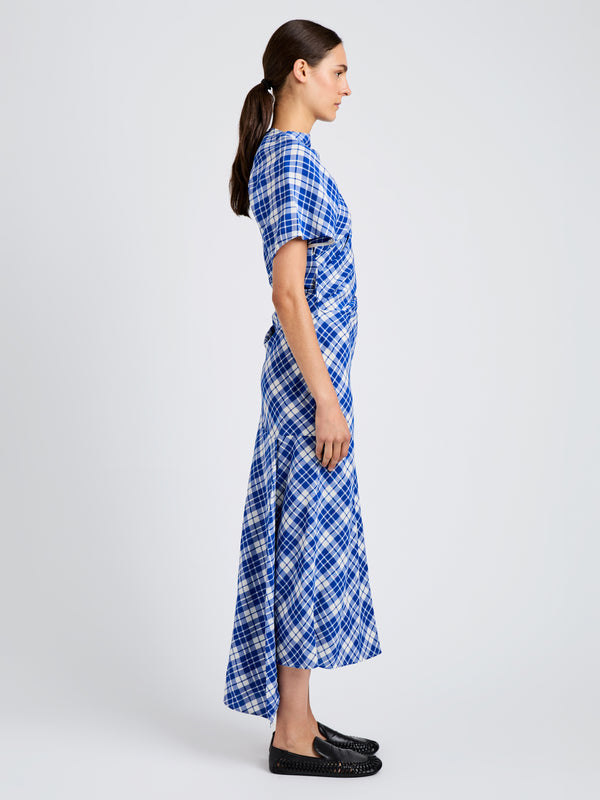 Proenza Schouler Proenza Schouler Hallie Dress In Crinkled Plaid - Cobalt Multi