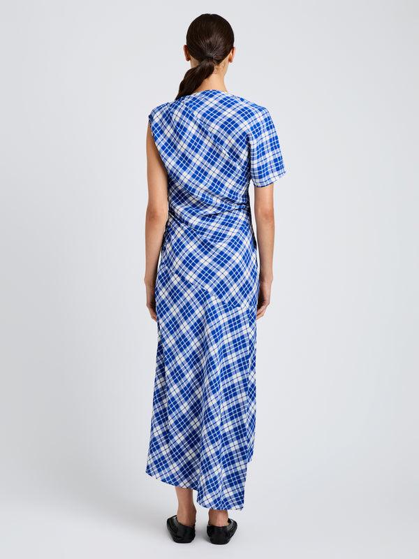 Proenza Schouler Proenza Schouler Hallie Dress In Crinkled Plaid - Cobalt Multi