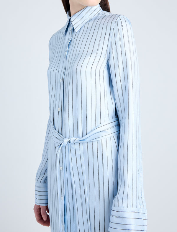 Proenza Schouler Proenza Schouler Hannah Dress In Stripe Silk Twill - Pale Blue Multi