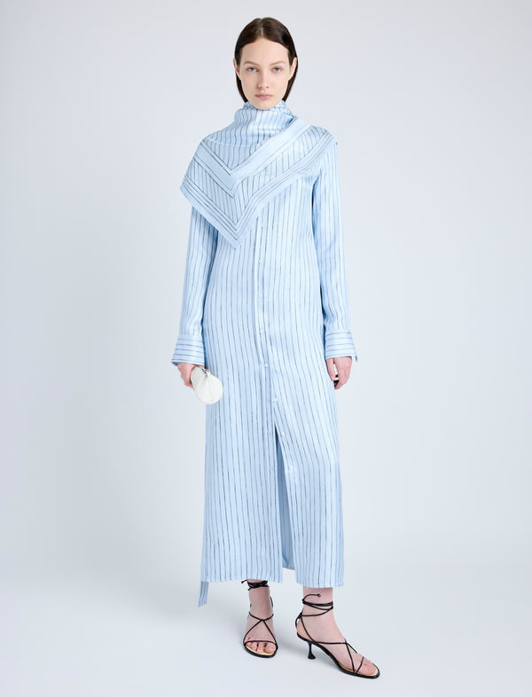 proenza schouler Proenza Schouler Hannah Dress in Stripe Silk Twill - Pale Blue Multi