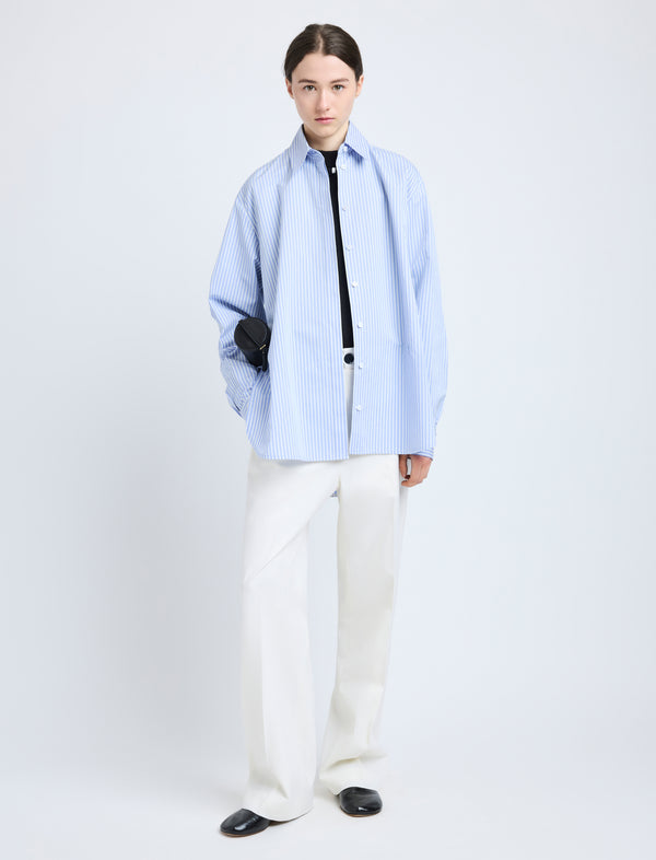 Proenza Schouler Proenza Schouler Hunter Top In Stripe Cotton Silk Poplin - Pale Blue Multi