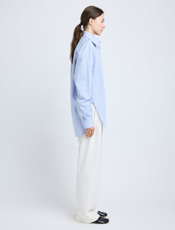 Proenza Schouler Proenza Schouler Hunter Top In Stripe Cotton Silk Poplin - Pale Blue Multi