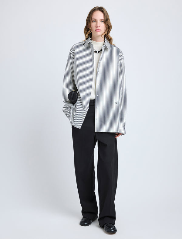 Proenza Schouler Proenza Schouler Hunter Top In Stripe Cotton Silk Poplin - Navy Multi