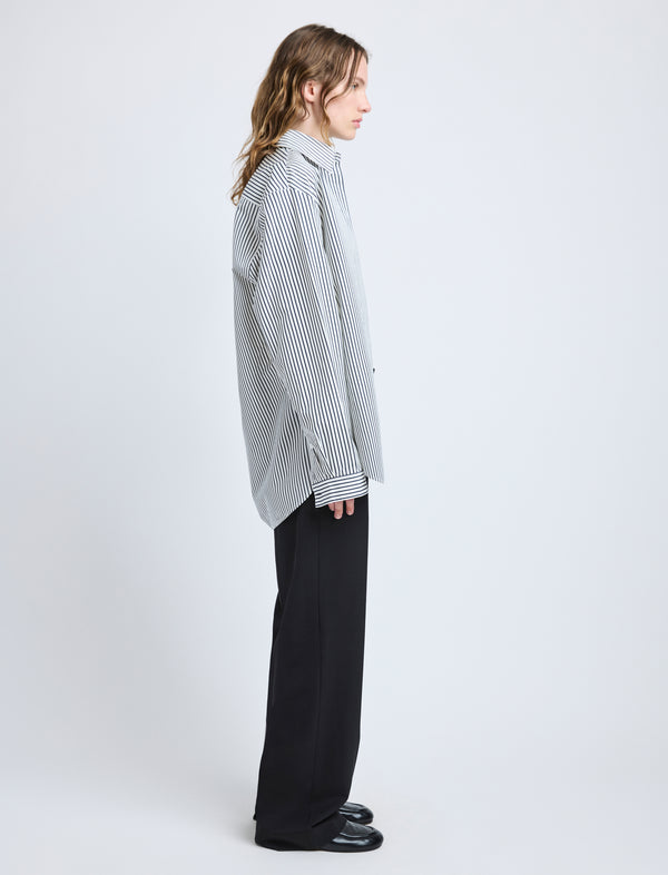 Proenza Schouler Proenza Schouler Hunter Top In Stripe Cotton Silk Poplin - Navy Multi