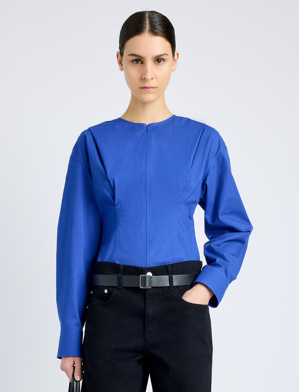 proenza schouler Proenza Schouler Ivonne Top in Eco Poplin - Blue