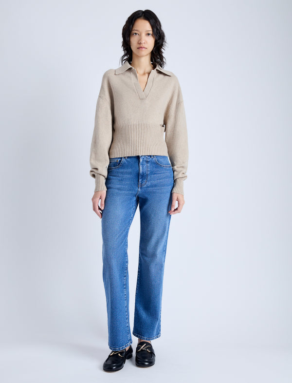 Proenza Schouler Proenza Schouler Jeanne Polo Sweater In Eco Cashmere - Oatmeal
