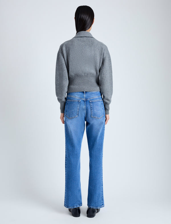 Proenza Schouler Proenza Schouler Jeanne Polo Sweater In Eco Cashmere - Grey Melange