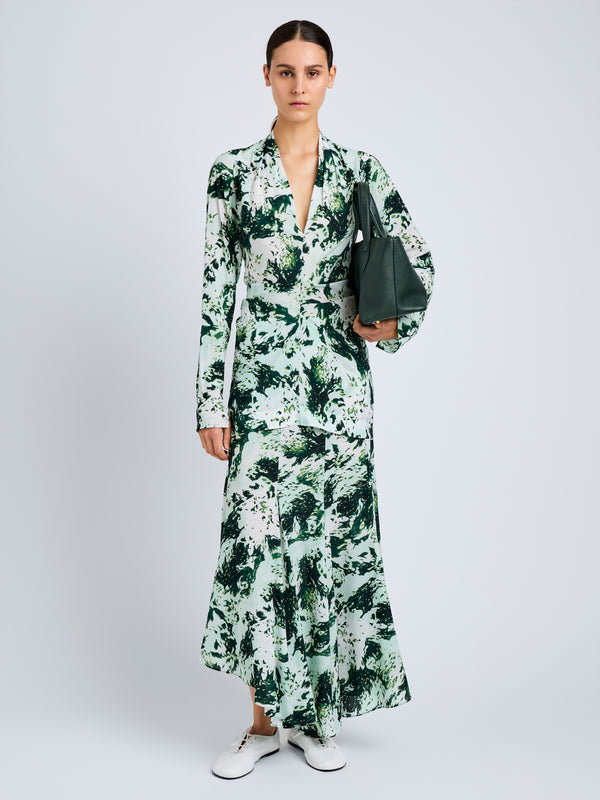 Proenza Schouler Proenza Schouler Joelle Skirt In Printed Silk Viscose - Dark Green Multi