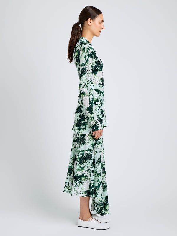 Proenza Schouler Proenza Schouler Joelle Skirt In Printed Silk Viscose - Dark Green Multi