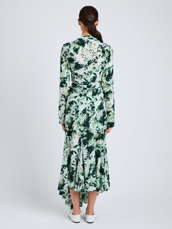 Proenza Schouler Proenza Schouler Joelle Skirt In Printed Silk Viscose - Dark Green Multi