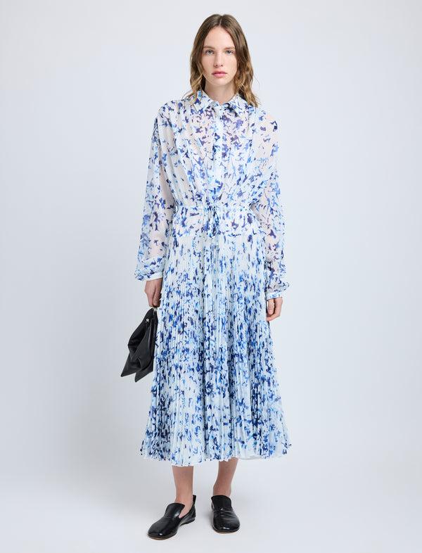 proenza schouler Proenza Schouler Jones Dress in Printed Crinkle Chiffon - Off White Multi