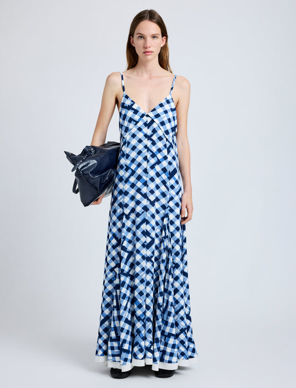 proenza schouler Proenza Schouler June Dress in Printed Crepe De Chine - Dark Navy Multi