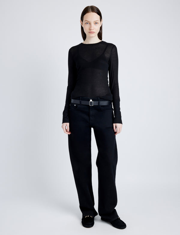 Proenza Schouler Proenza Schouler Kaiya Top In Sheer Slub Jersey - Black