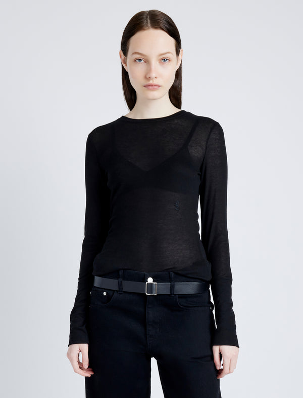 proenza schouler Proenza Schouler Kaiya Top in Sheer Slub Jersey - Black