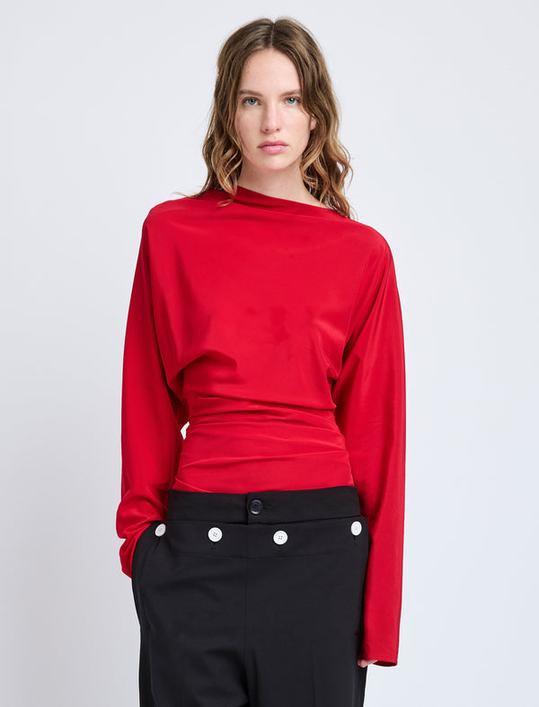 proenza schouler Proenza Schouler Keegan Top in Stretch Silk Viscose - Red