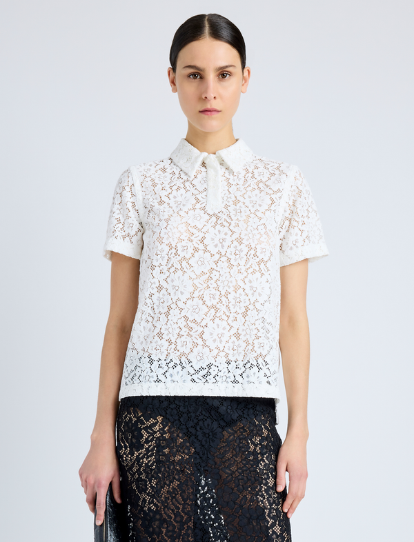 proenza schouler Proenza Schouler Kennedy Top in Stretch Lace - Off White