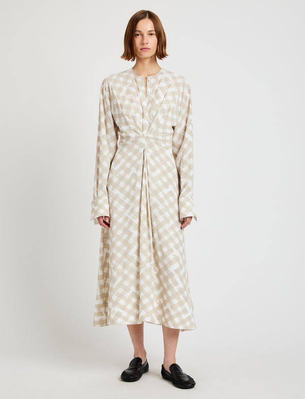 proenza schouler Proenza Schouler Keria Dress in Printed Crepe De Chine - Oyster Multi