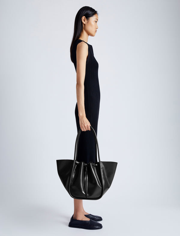 Proenza Schouler Proenza Schouler Large Ruched Tote In Soft Shiny Calf - Black
