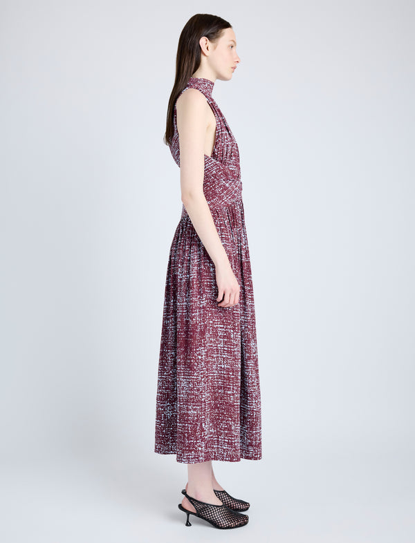 Proenza Schouler Proenza Schouler Lola Dress In Printed Viscose Crepe - Oxblood Multi