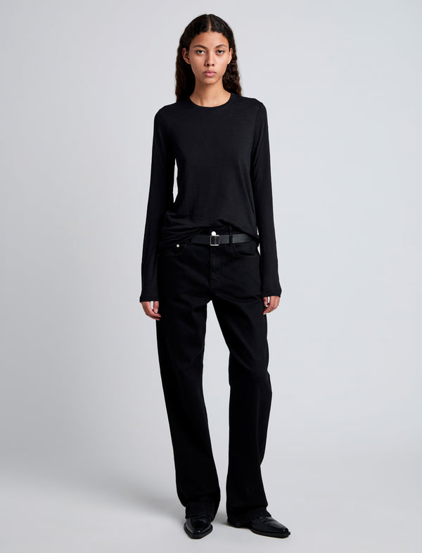 Proenza Schouler Proenza Schouler Long Sleeve T-Shirt In Tissue Jersey - Black