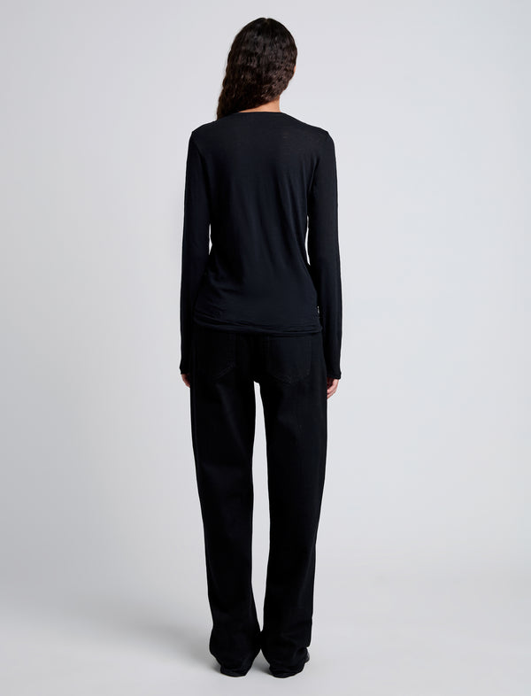 Proenza Schouler Proenza Schouler Long Sleeve T-Shirt In Tissue Jersey - Black
