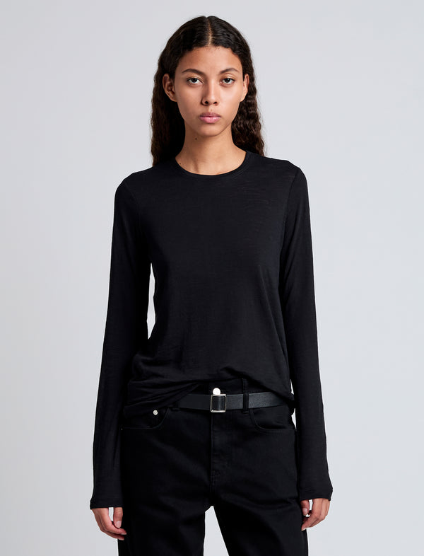 proenza schouler Proenza Schouler Long Sleeve T-Shirt in Tissue Jersey - Black