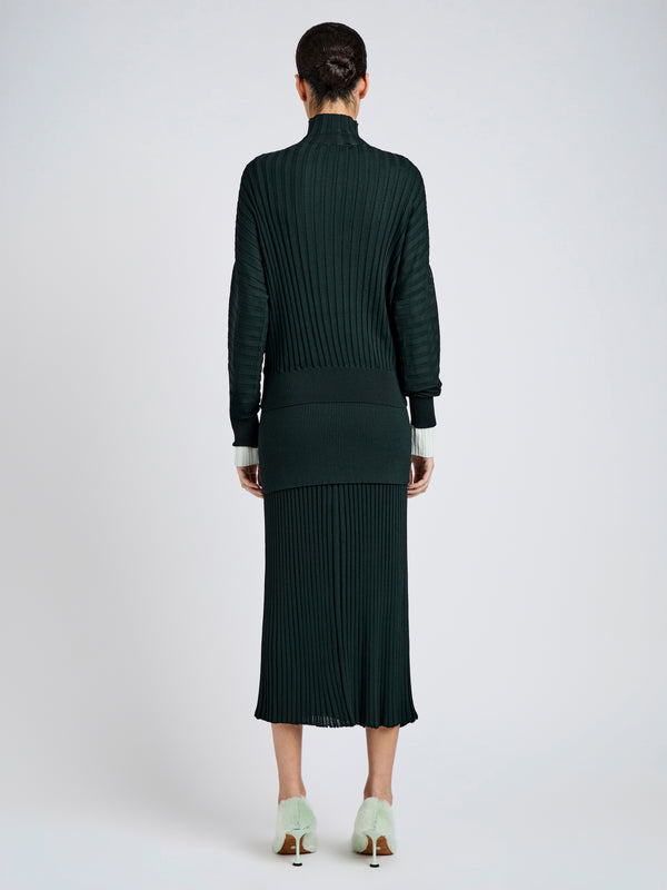 Proenza Schouler Proenza Schouler Luiza Skirt In Sunburst Rib - Bottle Green