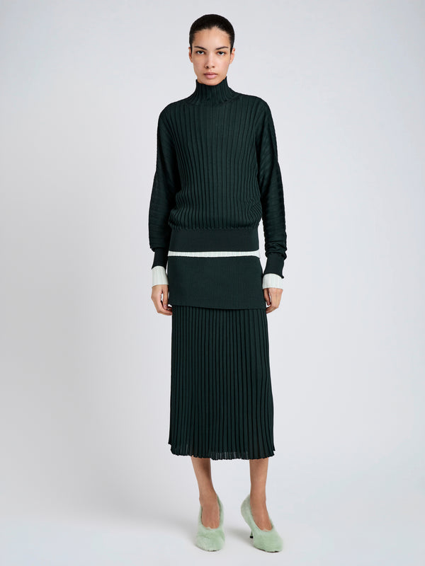 proenza schouler Proenza Schouler Luiza Skirt in Sunburst Rib - Bottle Green