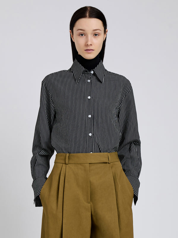 proenza schouler Proenza Schouler Lynsey Top in Viscose Striped Shirting - Black/White