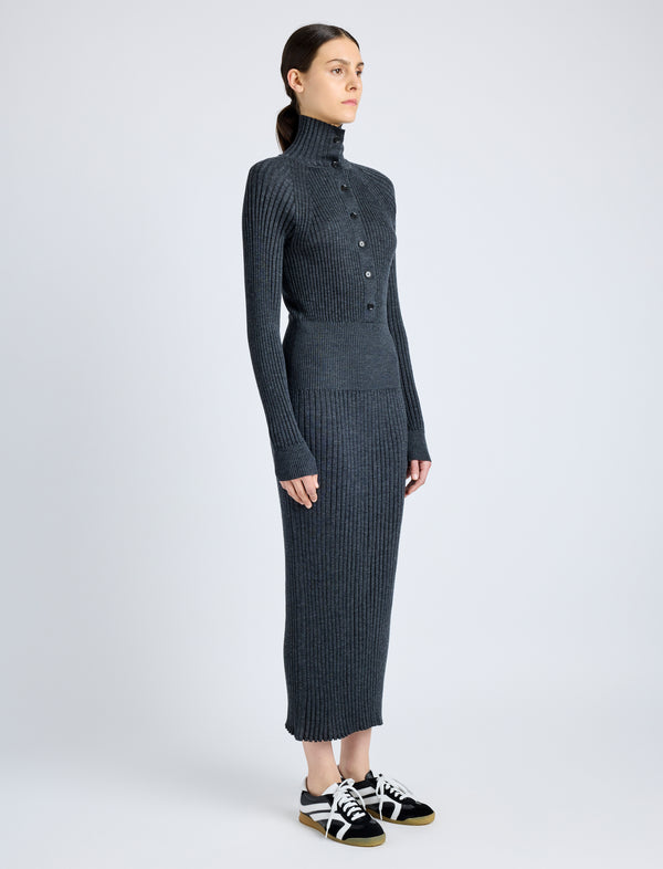 Proenza Schouler Proenza Schouler Maeve Dress In Superfine Merino Silk - Charcoal