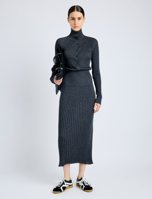 proenza schouler Proenza Schouler Maeve Dress in Superfine Merino Silk - Charcoal