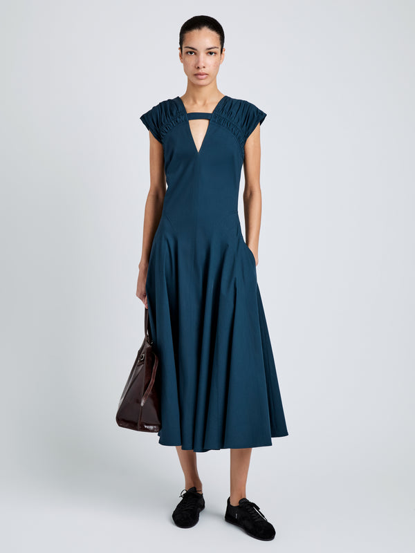 proenza schouler Proenza Schouler Manoela Dress in Eco Light Compact Poplin - Dark Spruce