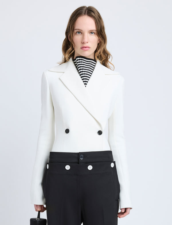 proenza schouler Proenza Schouler Marine Jacket in Bi-Stretch Suiting - Off White