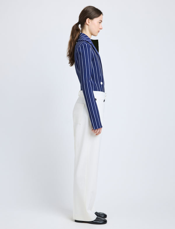 Proenza Schouler Proenza Schouler Marine Jacket In Plaid Bi-Stretch Viscose - Cobalt Multi