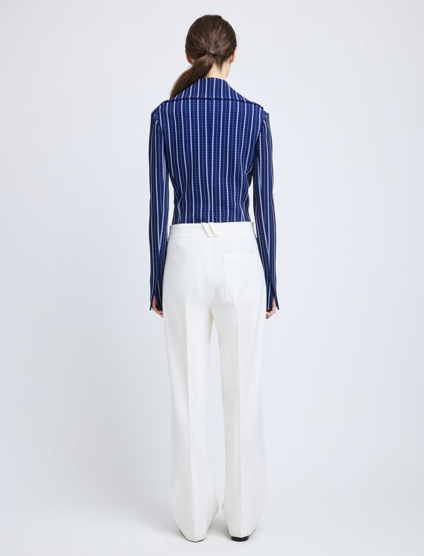 Proenza Schouler Proenza Schouler Marine Jacket In Plaid Bi-Stretch Viscose - Cobalt Multi