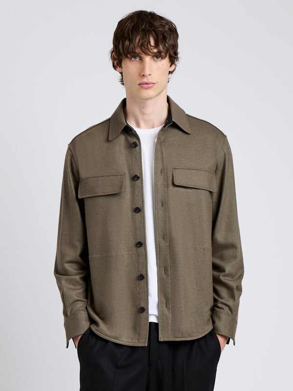 proenza schouler Proenza Schouler Mens Beni Shirt in Jersey Flannel - Taupe